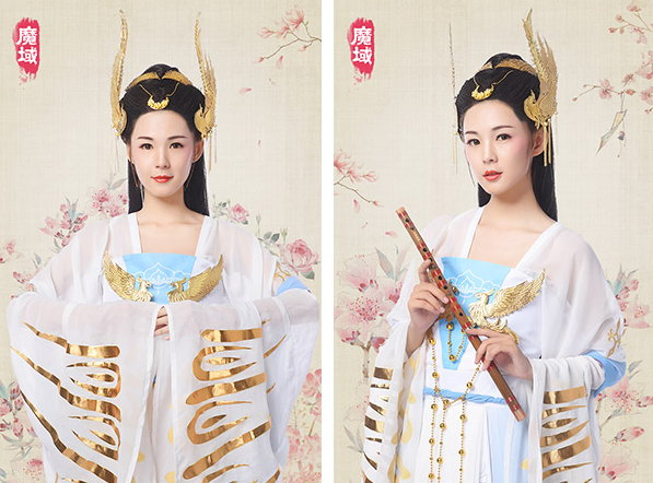 仿佛游戏中的女神一般也让人简直难分清她是不是从画中穿越而来